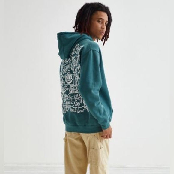 Keith Haring Puff Icons Hoodie Sweatshirt Urban Outfitters NWOT Heart - Picture 5 of 10